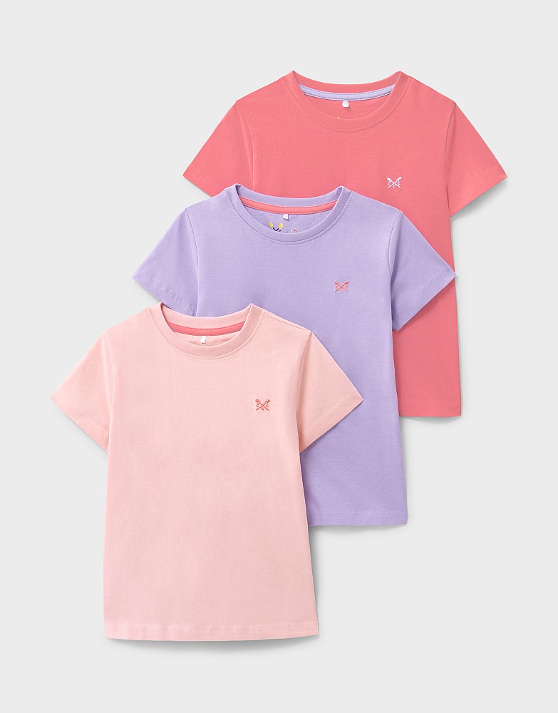 3-Pack Classic Crew T-Shirts in Lilac, Pink and Coral