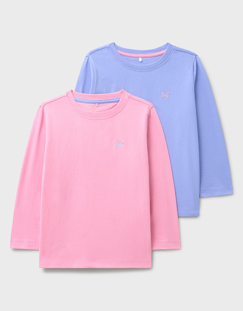 2 Pack Classic Long Sleeve T-Shirts in Pink and Blue