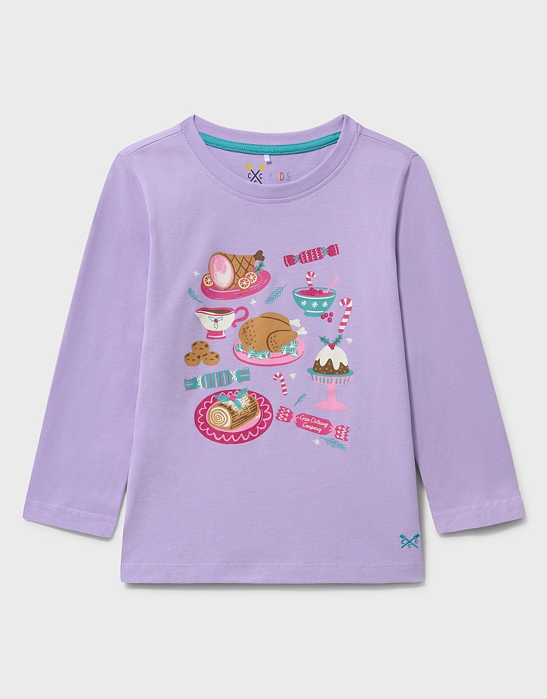 Long-Sleeve Classic Crew Graphic Tee in Lilac