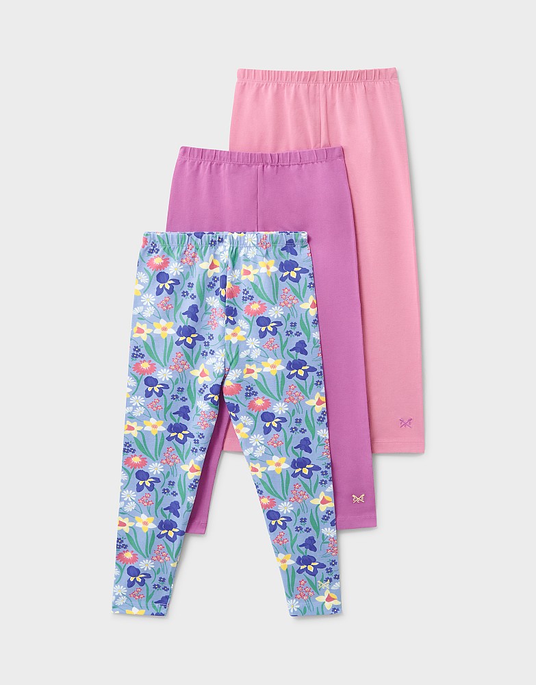 3 Pack Jersey Leggings in Pink and Lilac