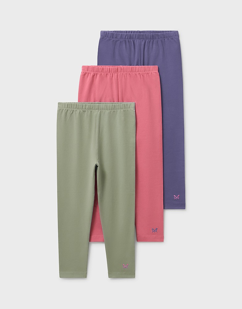 3 Pack Jersey Leggings in Pink and Sage Green