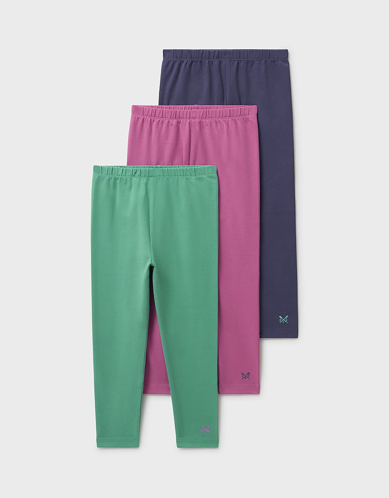 3 Pack Jersey Leggings in Purple & Aqua