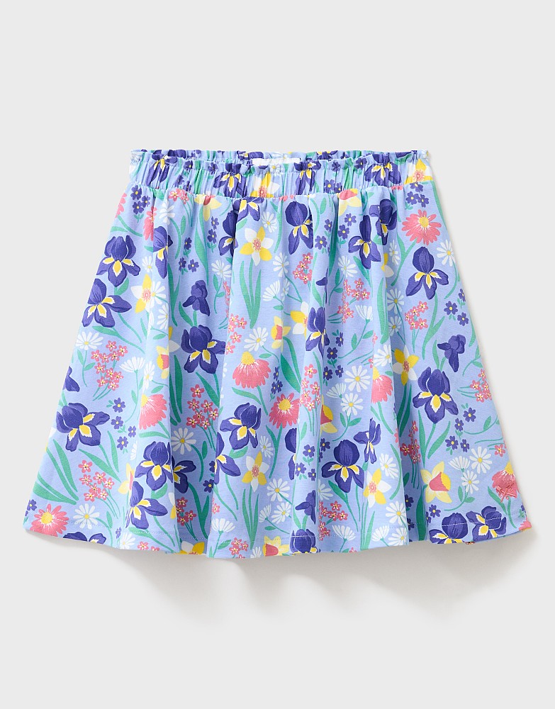 Printed Jersey Skirt in Blue Floral
