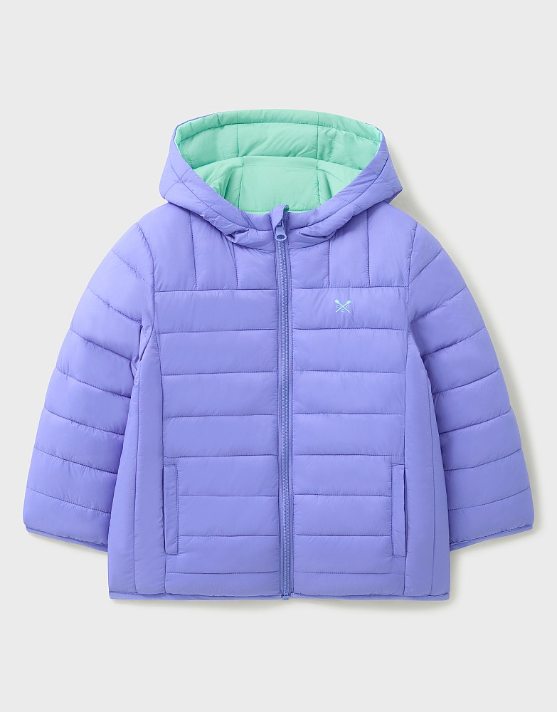 Reversible Lowther Puffer Jacket in Lilac & Aqua