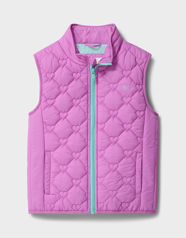 Lightweight Diamond Heart Quilted Puffer Gilet in Lilac