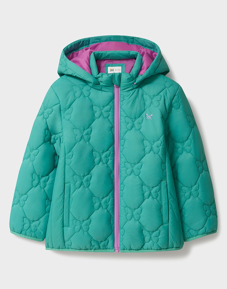 Lightweight Diamond Butterfly Quilted Puffer Jacket in Aqua