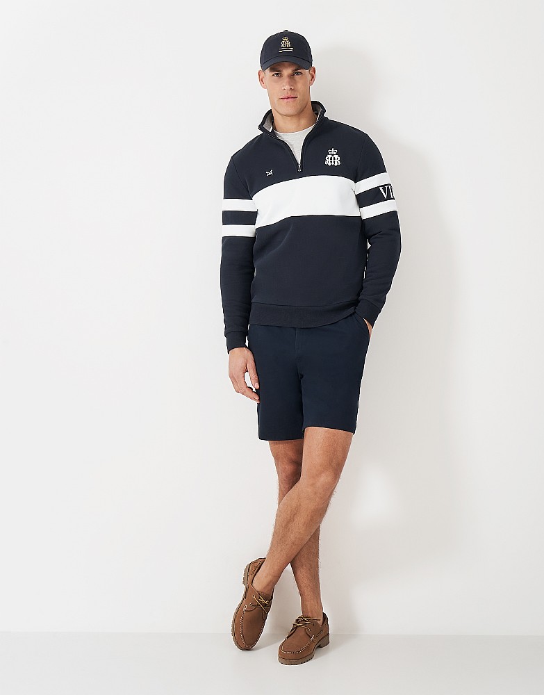 Sweat Homme Crew Clothing Company Bleu Moyen Taille M 1/2 Zip Henley Coton