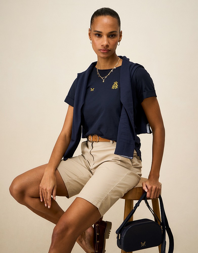 Henley Crest Tee in Navy