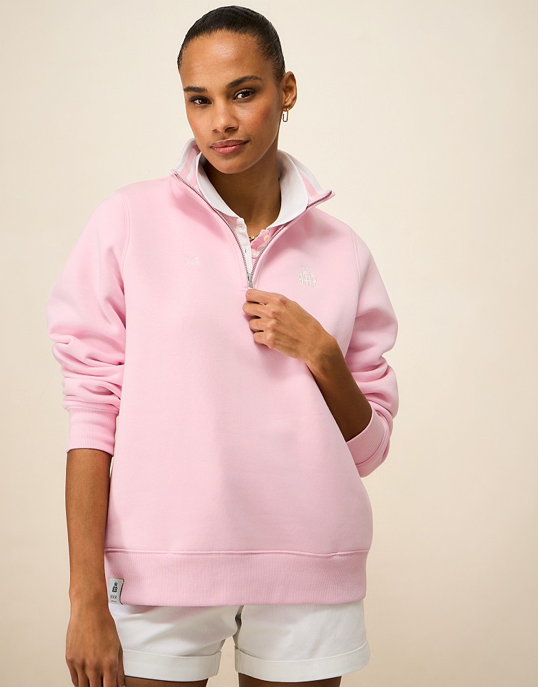 Henley Half-Zip Sweatshirt in Pink