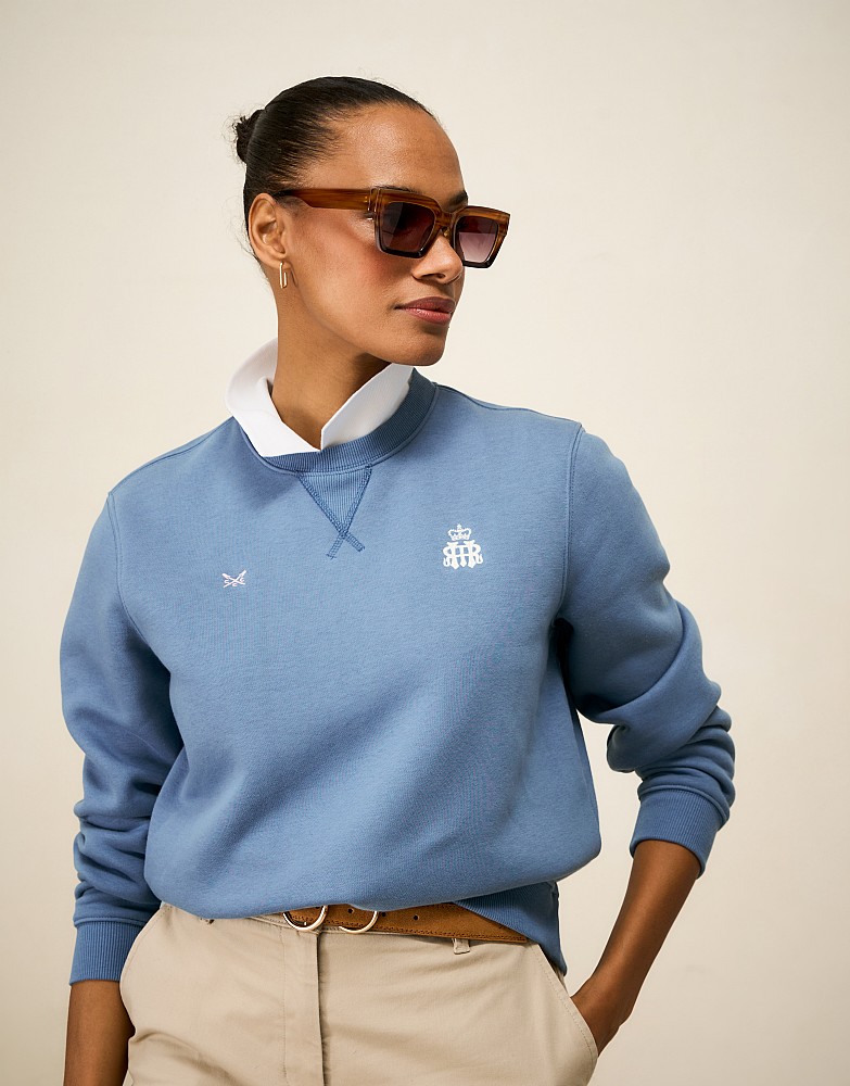 Henley Crew Neck Sweatshirt in Blue