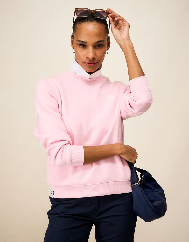 Henley Crew Neck Sweatshirt in Pink