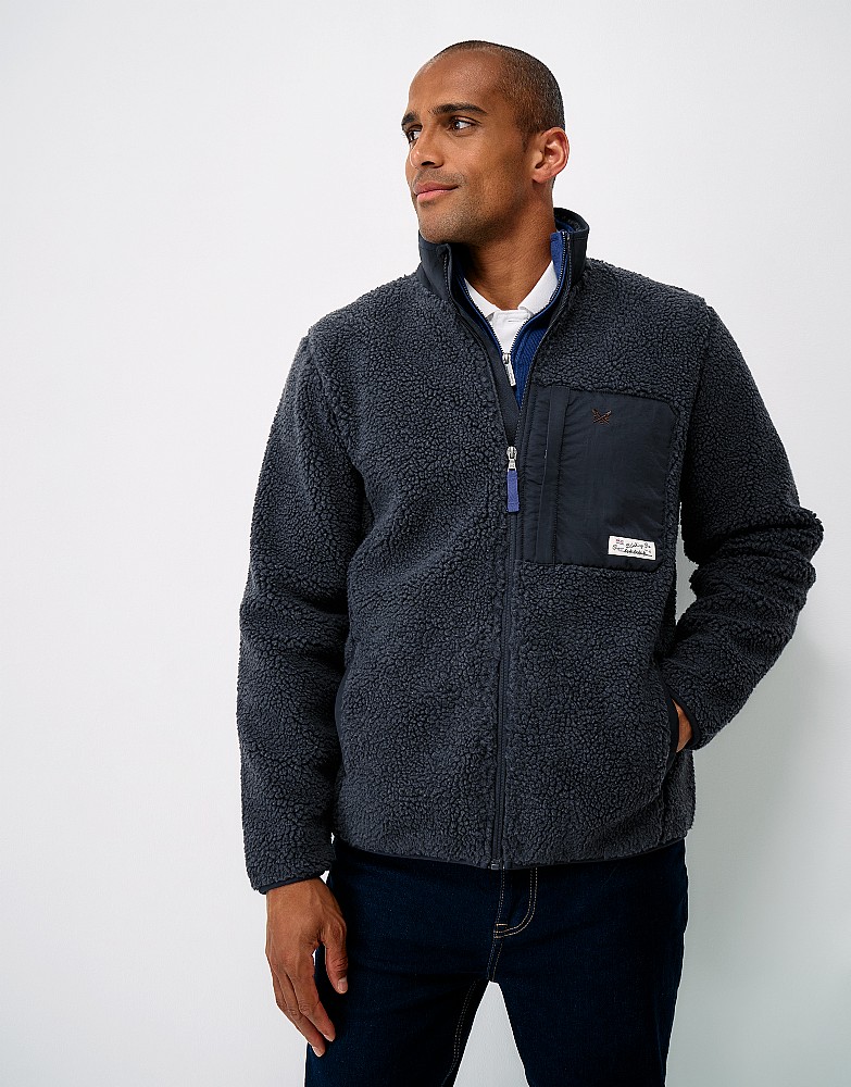 Borg Patch Pocket Jacket in Navy
