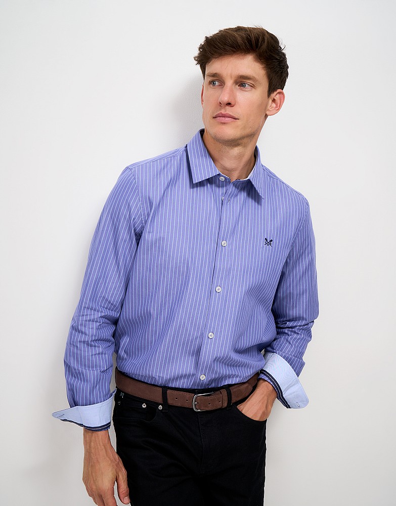 Poplin Micro Stripe Classic Fit Shirt in Blues