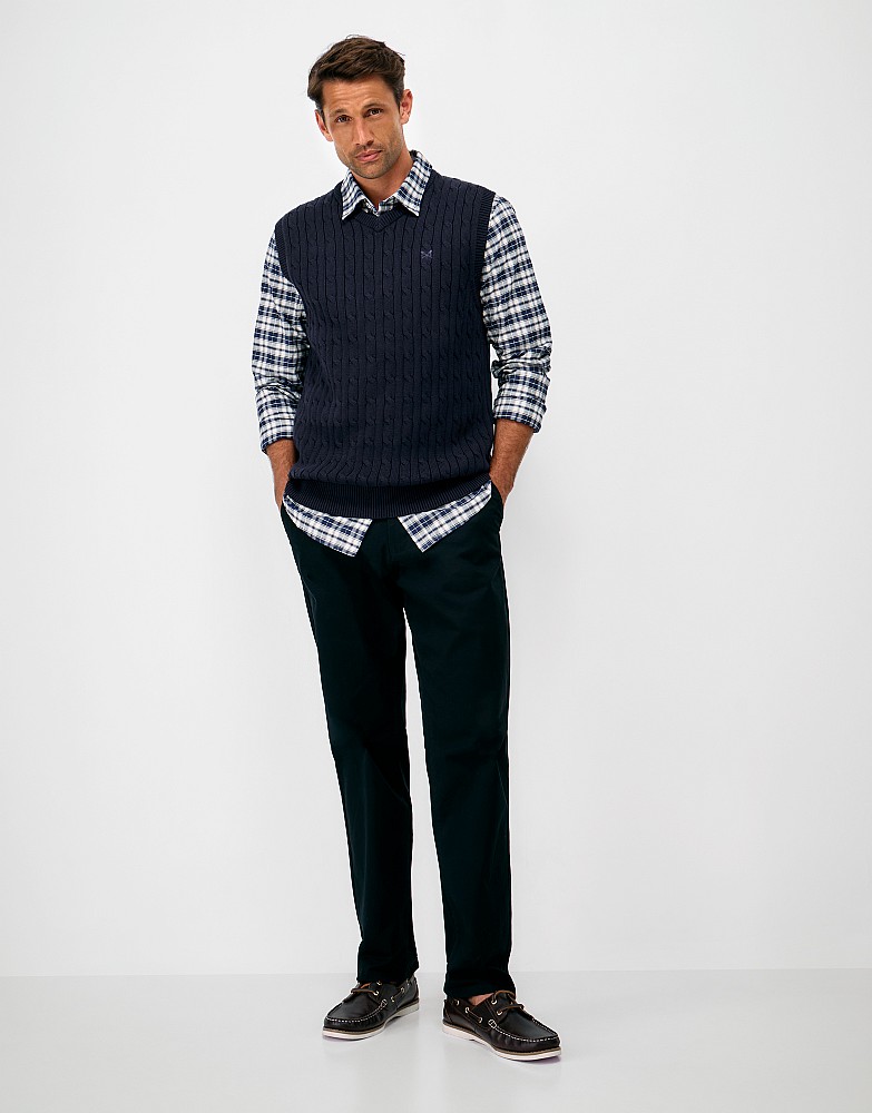 Oarsman Organic Cotton V Neck Tank in Navy