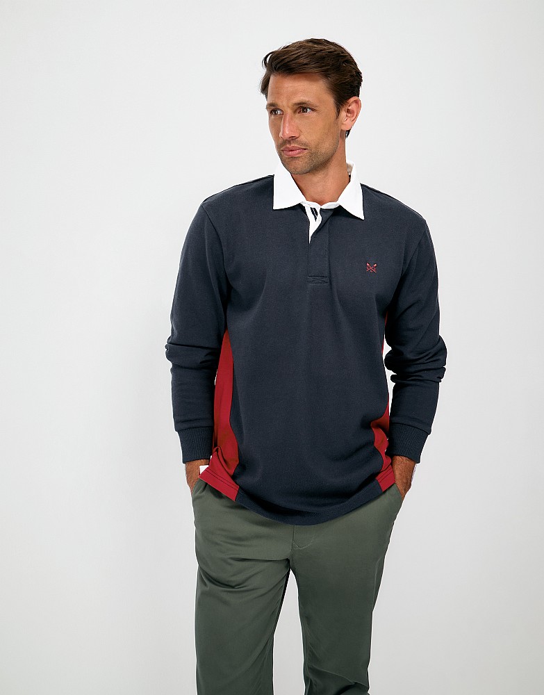 Side Panel Rugby Shirt In Navy and Red