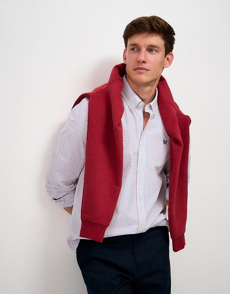 Poplin Tattersall Check Classic Fit Shirt in Ivory, Rose and Blue