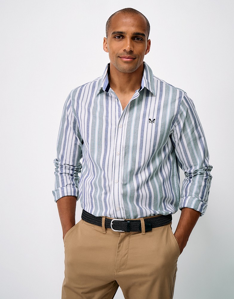 Oxford Boathouse Striped Classic Fit Shirt in Blue and White