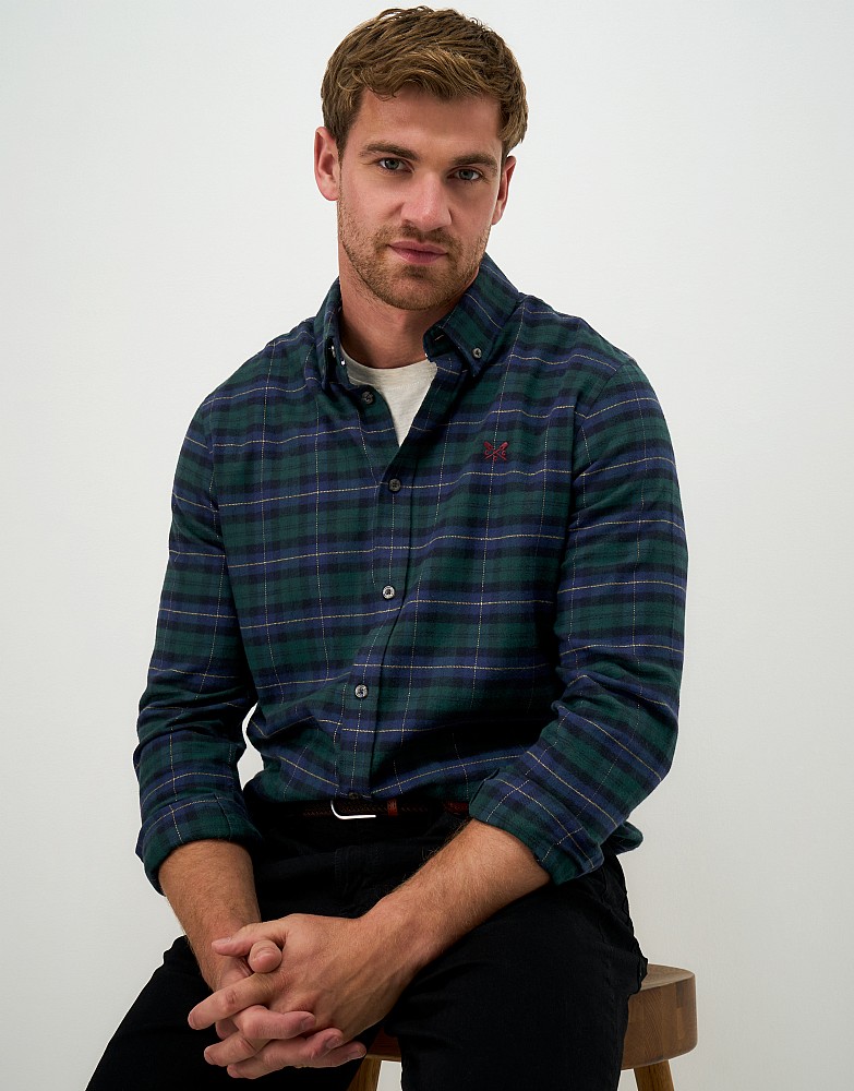 Flannel Modern Blackwatch Classic Fit Shirt in Green, Navy and Black