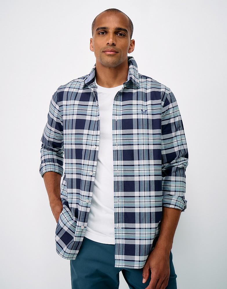 Oxford Rupert Classic Fit Check Shirt in Navy, White and Blue