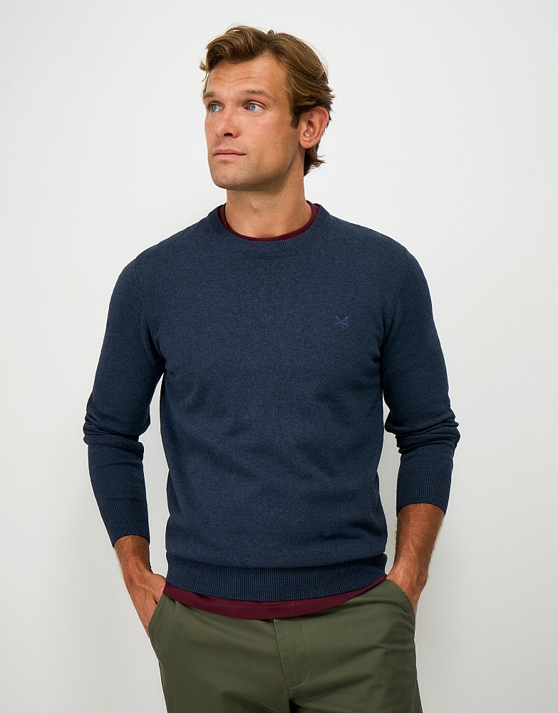 Organic Cotton Crew Neck Jumper in Navy