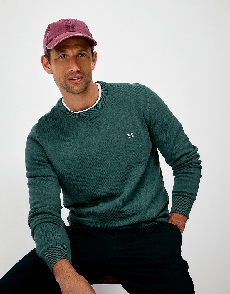Organic Cotton Crew Neck Jumper in Green