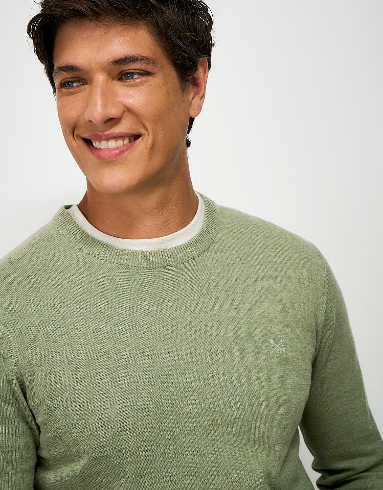 Organic Cotton Crew Neck Jumper in Light Green