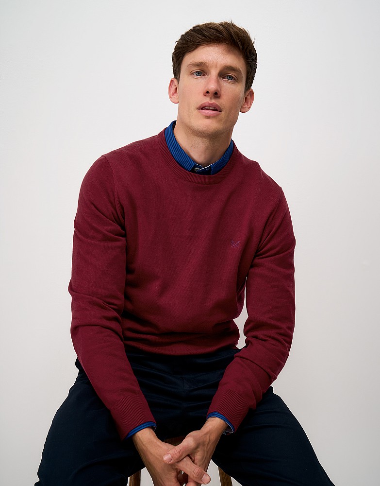 Organic Cotton Crew Neck Jumper in Red