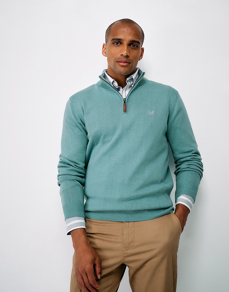 Organic Cotton Half Zip Jumper in Light Blue