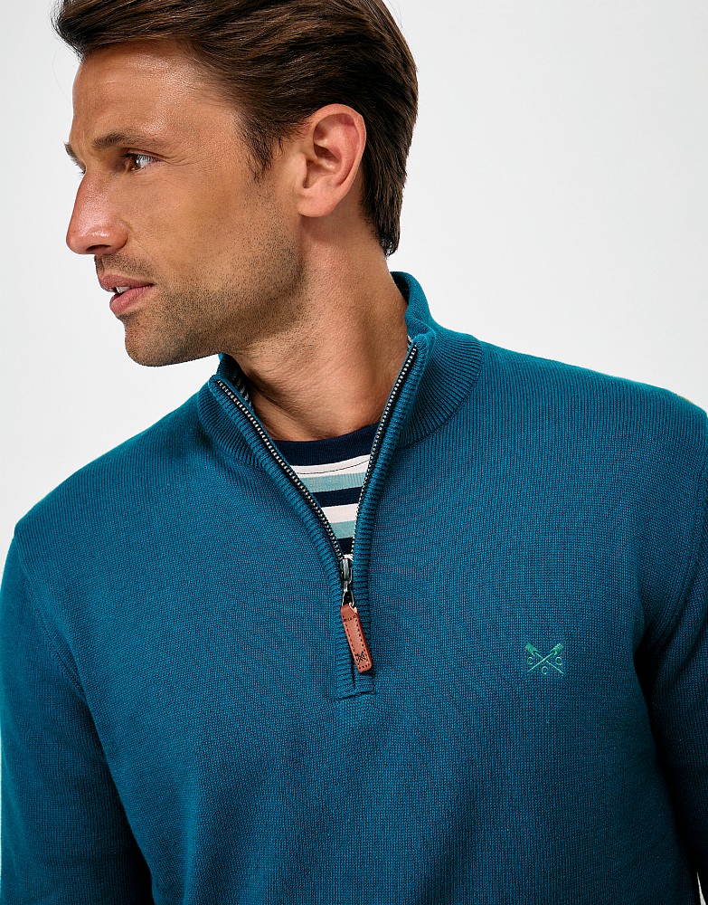 Organic Cotton Half Zip Jumper in Dark Blue