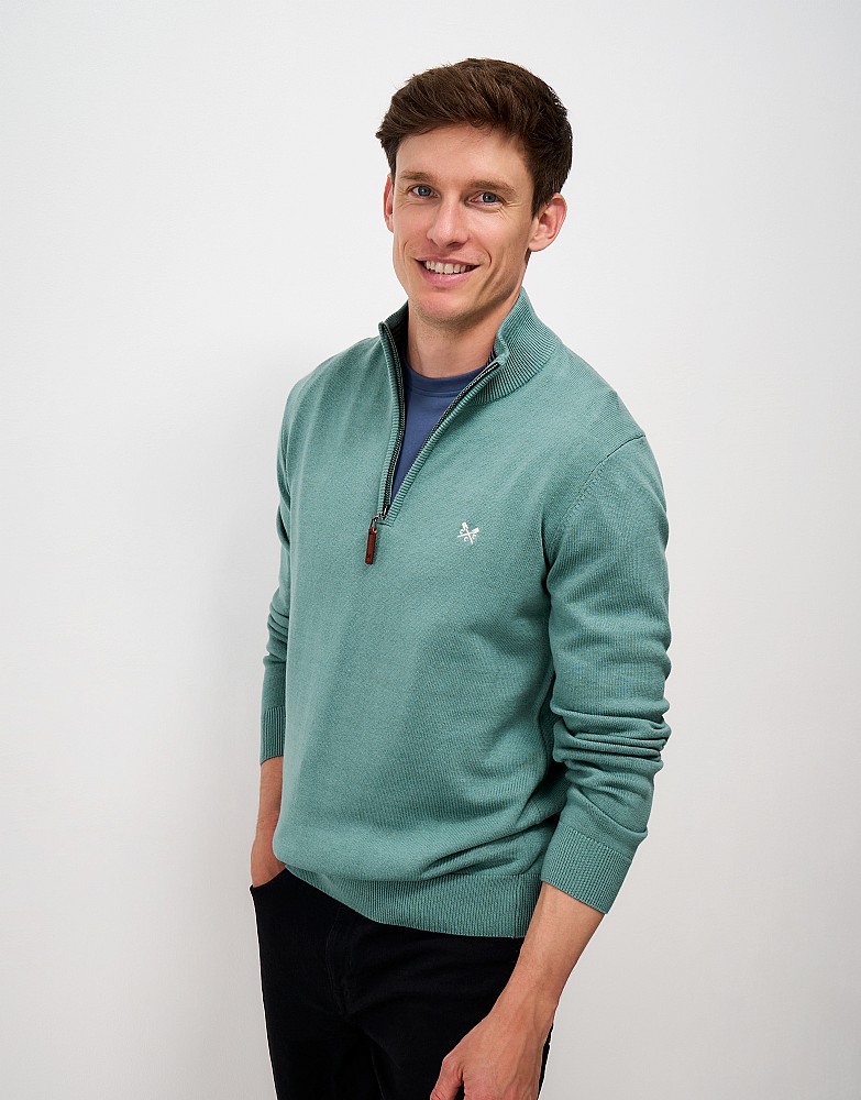 Organic Cotton Half Zip Jumper in Teal
