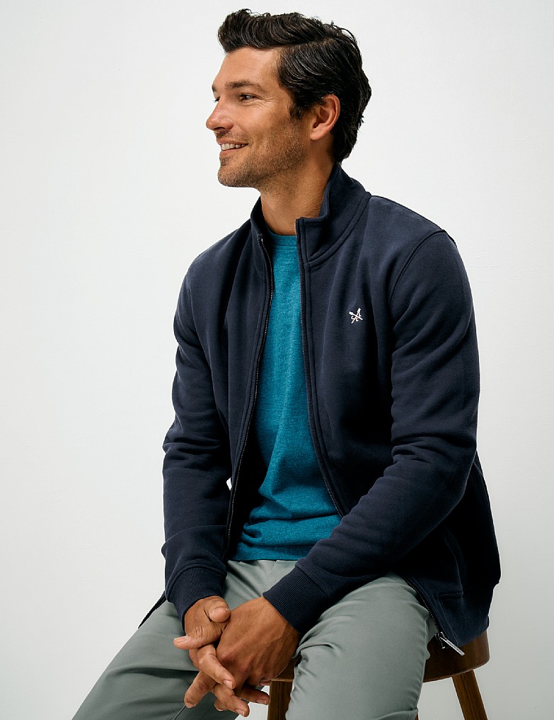 Zip Through Sweatshirt in Dark Navy