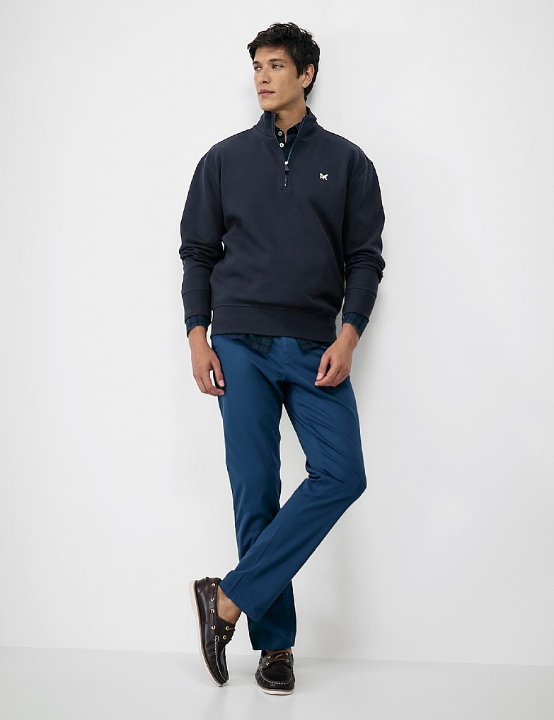 Pique Half Zip Sweatshirt in Navy