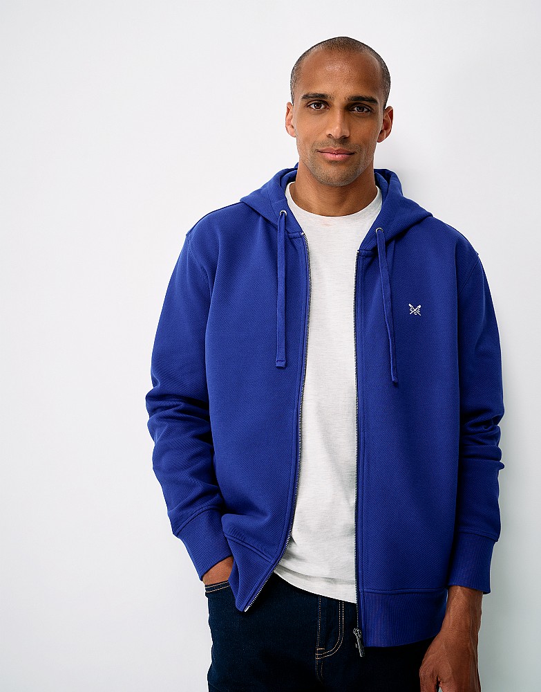 Zip Through Hoodie in Dark Blue