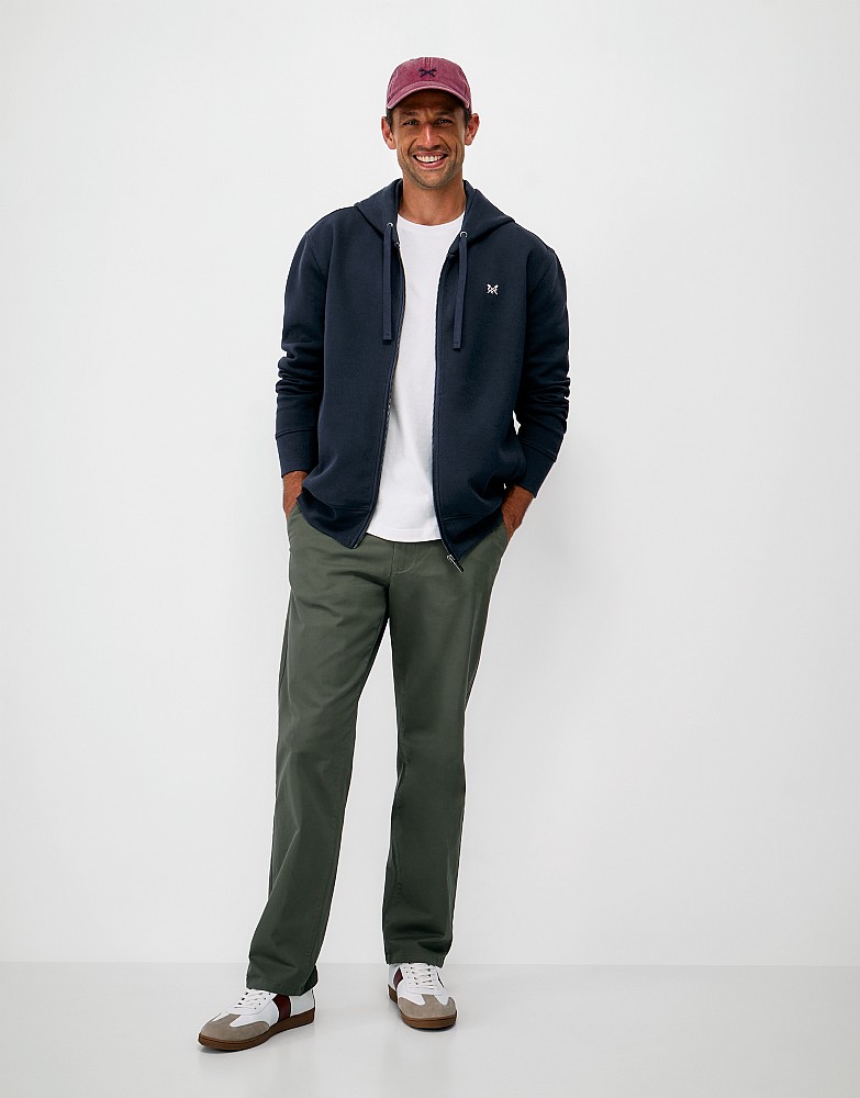 Pique Zip Through Hoodie in Navy