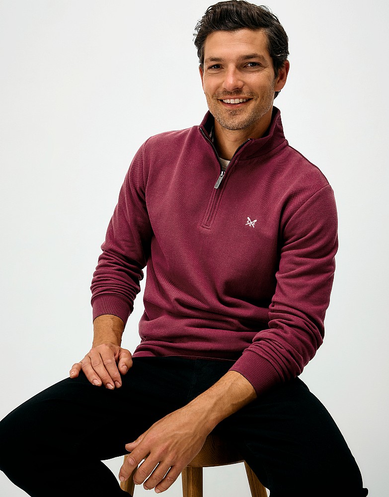Birdseye Half Zip in Burgundy