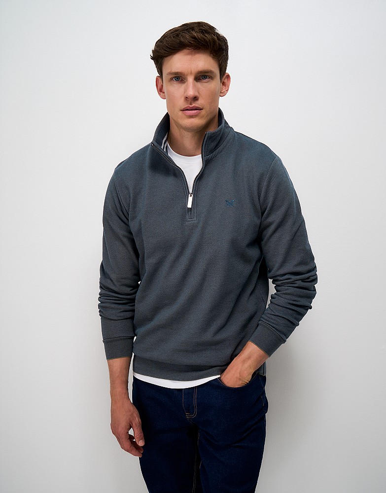 Birdseye Half Zip in Navy