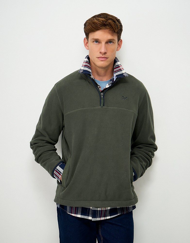 Aldringham Half Zip Fleece in Olive Green