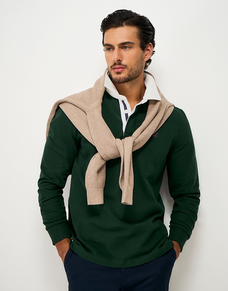 Pique Rugby Shirt in Dark Green