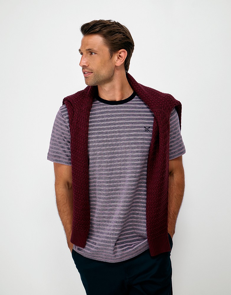 Birdseye Multi-Stripe Tee in Blue, Pink & White