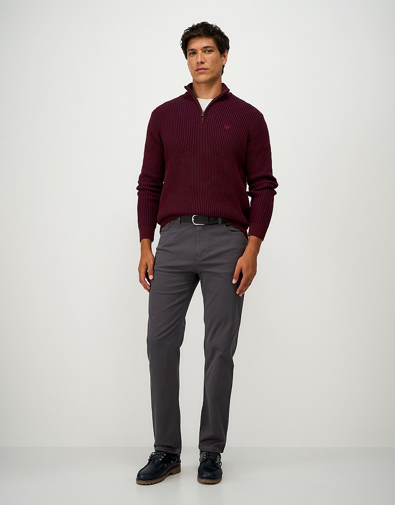 5 Pocket Brushed Twill Slim Fit Trousers in Charcoal