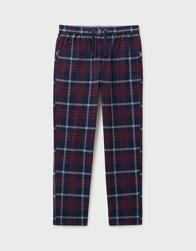 Cotton Flannel Lounge Trousers in Burgundy, Navy and Grey Check