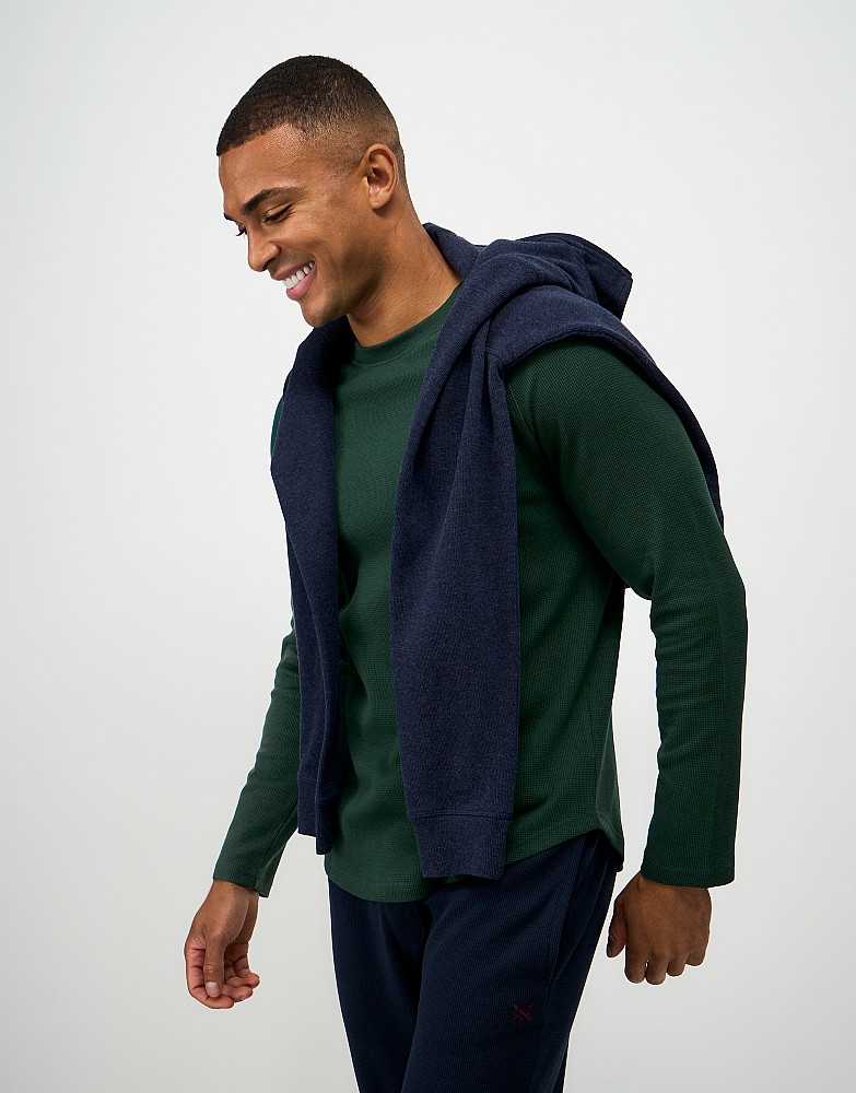 Long Sleeve Waffle Tee in Bottle Green