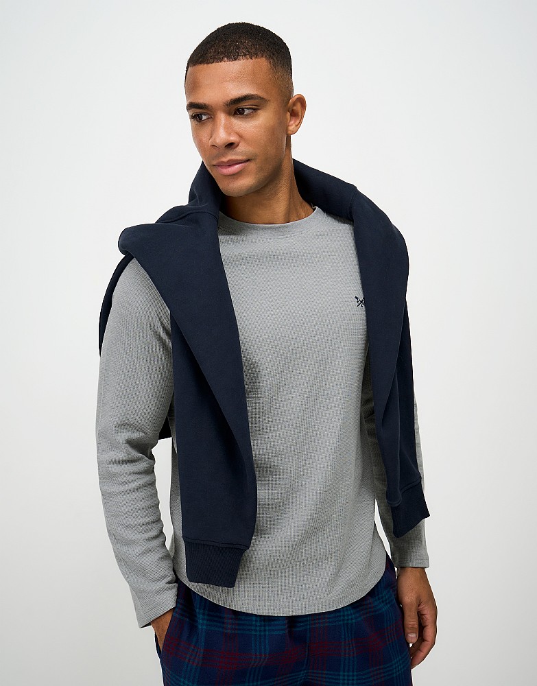 Long Sleeve Waffle Tee in Grey Marl