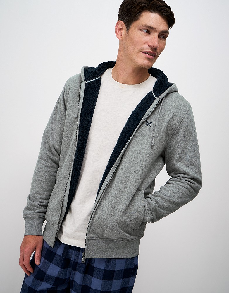 Bellingham Zip Through Hoodie in Chalk Grey Marl