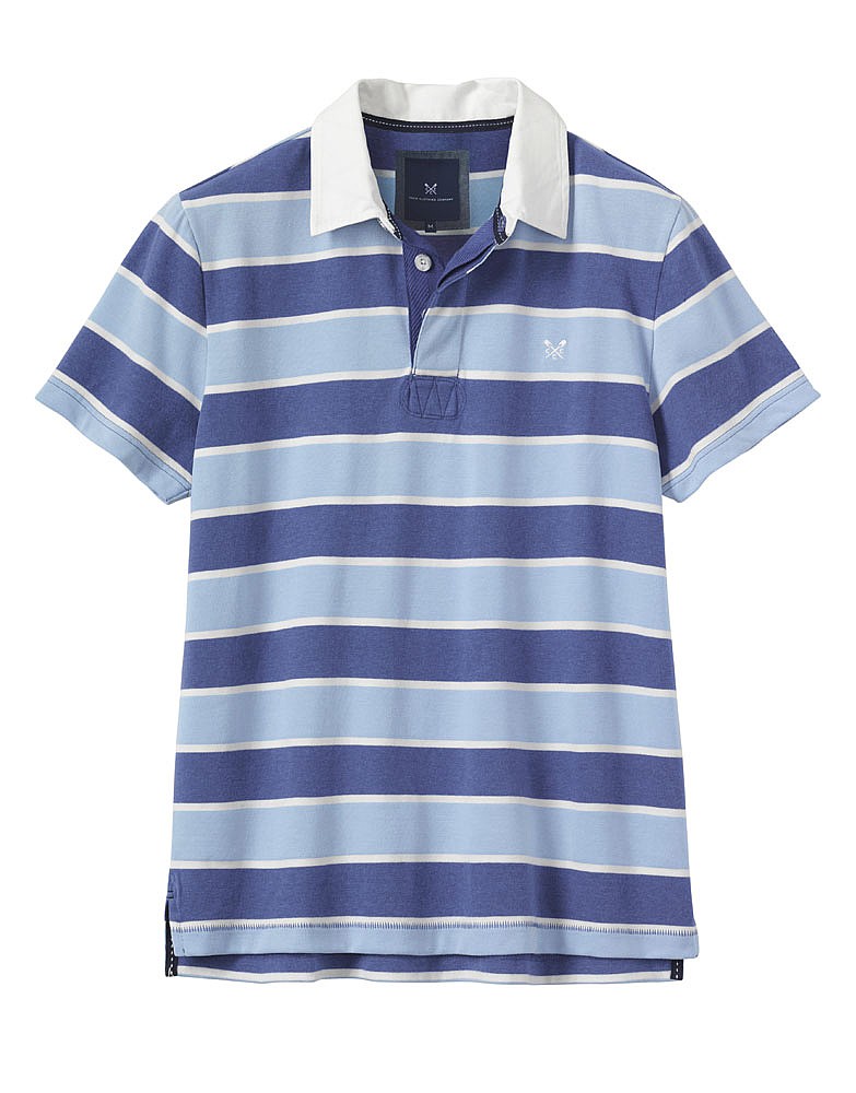 Men's Crew Short Sleeve Rugby in Chambray Blue from Crew Clothing