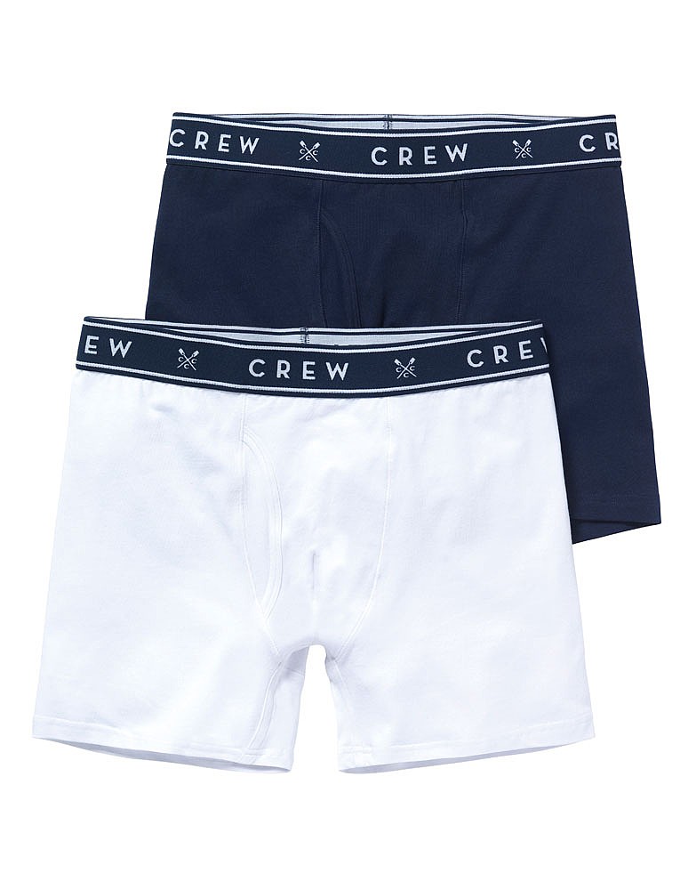 Men's 2 Pack Plain Boxers in Navy/White from Crew Clothing