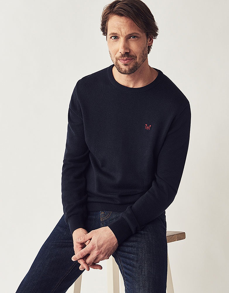 Men's Foxley Crew Neck Jumper in Dark Navy from Crew Clothing Company