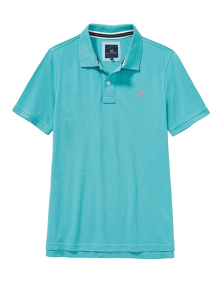 Men's Classic Pique Polo in Azure Blue from Crew Clothing Company