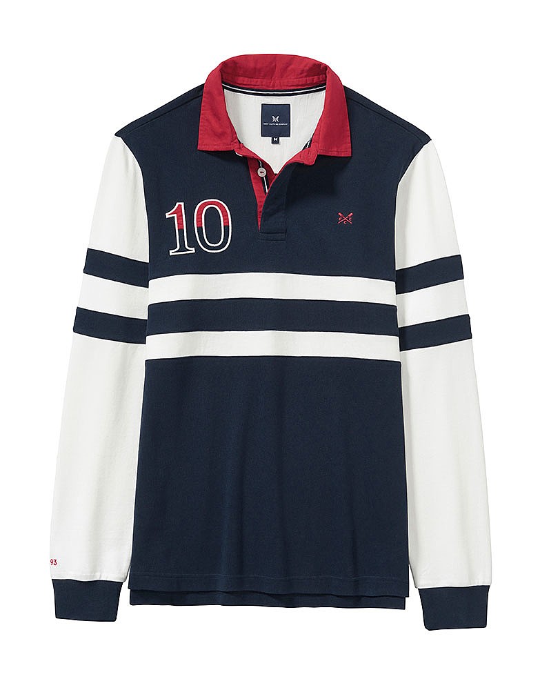 Men's Numbers Rugby Shirt in Dark Navy/White/Red from Crew Clothing Company