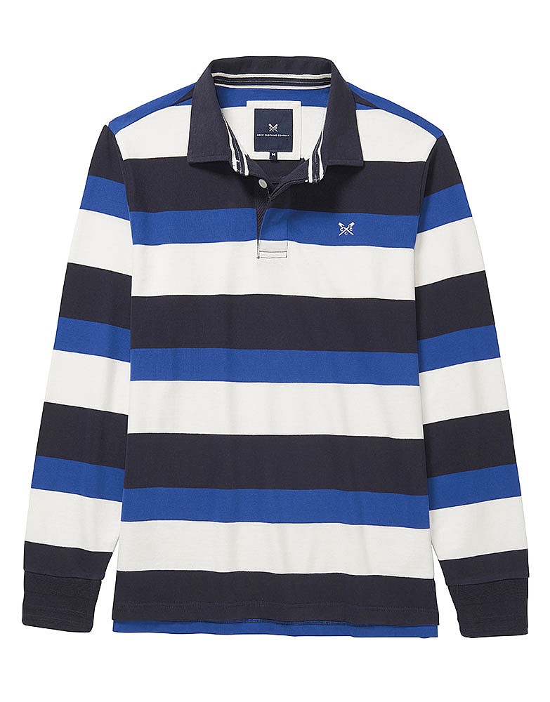 Men's Crew Long Sleeve Rugby Shirt in Ultramarine/Navy/White from Crew ...